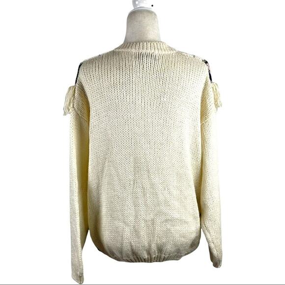 VTG Maggie Lawrence Fringed Knit Cardigan Women’s 80s Floral Pattern Size 18/20 - Picture 3 of 15